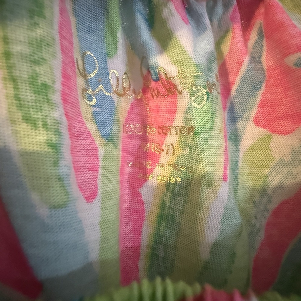 Lilly Pulitzer Girls Mini Enna Dress Tiki‎ Pink Royal Lime  Size Medium 6-7 EUC - Picture 3 of 5
